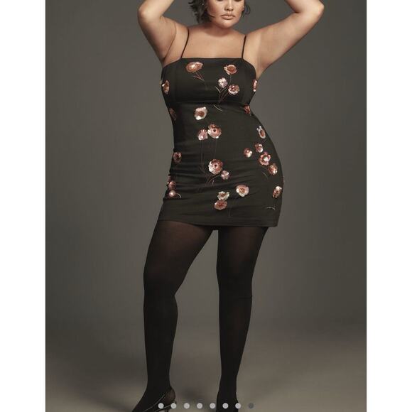 NWT Anthropologie Maeve The Brynne 3D Spaghetti Strap Floral Dress Sz 14 - Picture 2 of 4